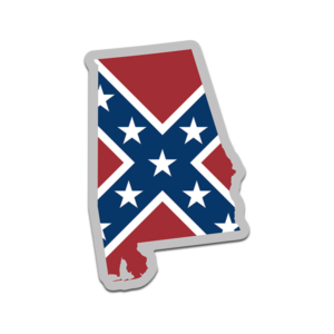 Alabama State Shaped Rebel Confederate Flag Decal AL Map Sticker Rotten Remains