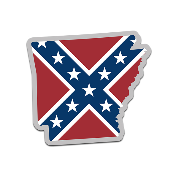 Arkansas State Shaped Rebel Confederate Flag Decal AR Map Sticker Rotten Remains