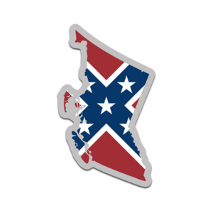 British Columbia Shaped Rebel Confederate Flag Decal BC Map Sticker Rotten Remains