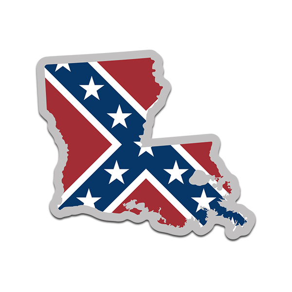 Louisiana State Shaped Rebel Confederate Flag Decal Sticker