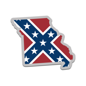 Missouri State Shaped Rebel Confederate Flag Decal MO Map Sticker Rotten Remains