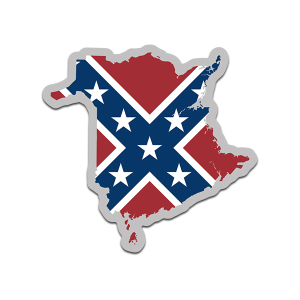 New Brunswick Shaped Rebel Confederate Flag Decal NB Map Sticker Rotten Remains