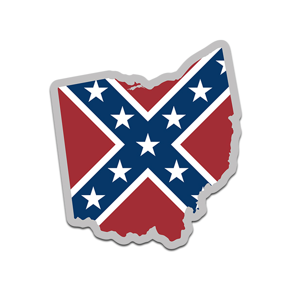Ohio State Shaped Rebel Confederate Flag Decal OH Map Sticker Rotten Remains