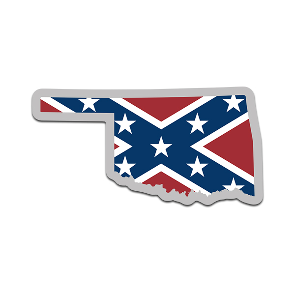 Oklahoma State Shaped Rebel Confederate Flag Decal OK Map Sticker Rotten Remains