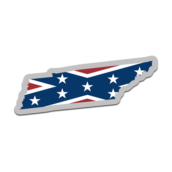 Tennessee State Shaped Rebel Confederate Flag Decal TN Map Sticker Rotten Remains