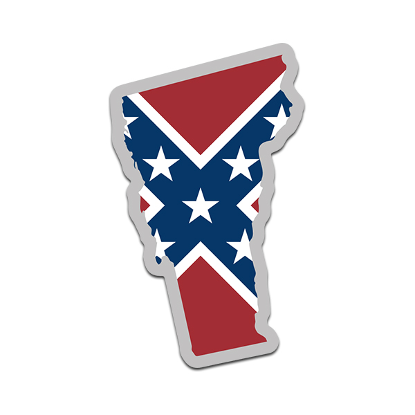 Vermont State Shaped Rebel Confederate Flag Decal VT Map Sticker Rotten Remains