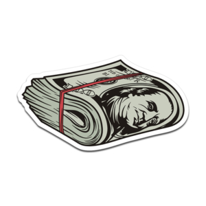 100 Hundred Dollar Bill Stack Sticker Decal Blue Collar Hard Hat Clean Money