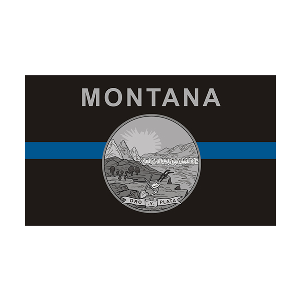 Distressed Montana State Shaped Subdued US Flag Thin Blue Line Sticker police MT