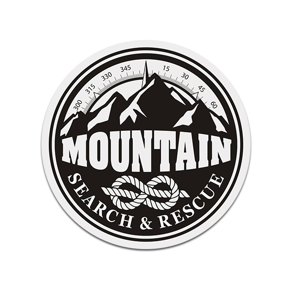 Mountain Search & Rescue Compass Rope Black White Sticker Decal Rotten Remains