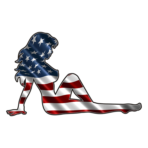 American Flag Mudflap Girl Sticker Decal Trucker Mama Mud Flap (RH) Rotten Remains