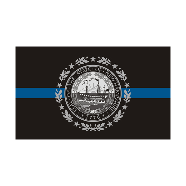 5/" NH New Hampshire State Thin Blue Line Tattered American Flag Police Sticker