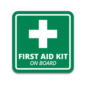 First Aid Kit on Board Industrial Emergency Safety Sticker Decal Rotten Remains