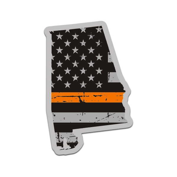 Alabama State Thin Orange Line Decal AL Tattered American Flag Sticker Rotten Remains