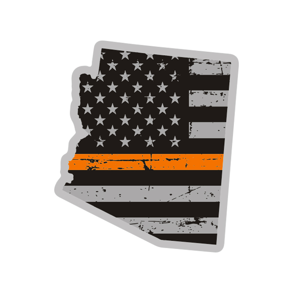 Arizona State Thin Orange Line Decal AZ Tattered American Flag Sticker Rotten Remains