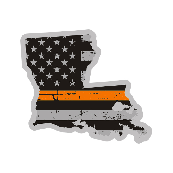 Louisiana State Thin Orange Line Decal LA Tattered American Flag Sticker Rotten Remains