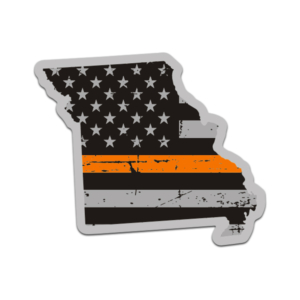 Missouri State Thin Orange Line Decal MO Tattered American Flag Sticker Rotten Remains