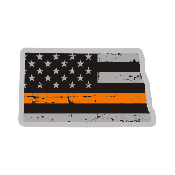 North Dakota State Orange Line Decal ND Tattered American Flag Sticker Rotten Remains