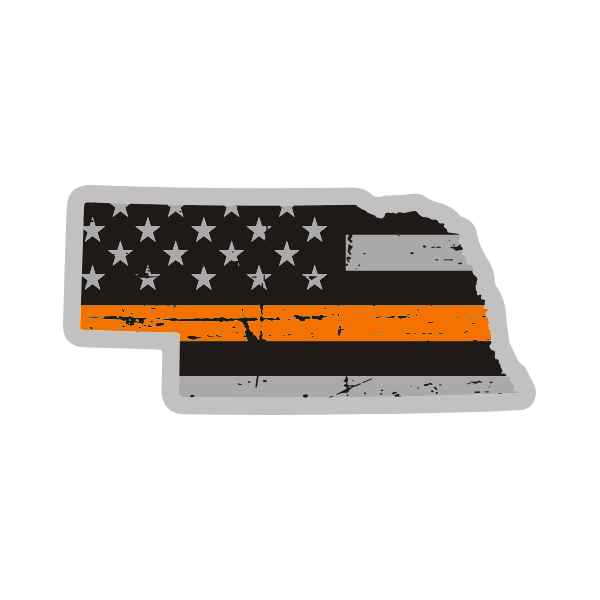 Nebraska State Thin Orange Line Decal NE Tattered American Flag Sticker Rotten Remains
