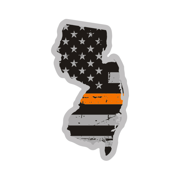 New Jersey State Orange Line Decal NJ Tattered American Flag Sticker Rotten Remains
