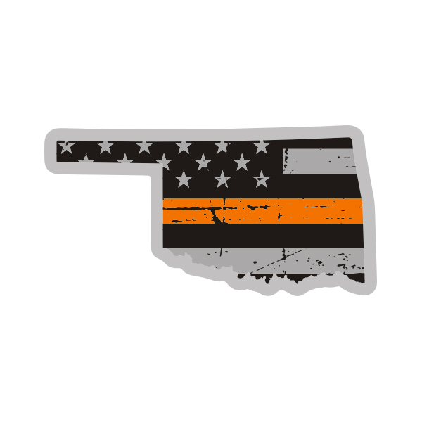 Oklahoma State Thin Orange Line Decal OK Tattered American Flag Sticker Rotten Remains