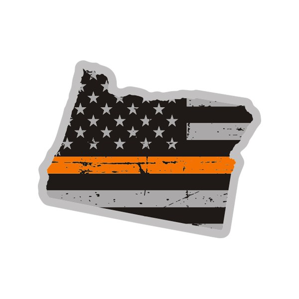 Oregon State Thin Orange Line Decal OR Tattered American Flag Sticker Rotten Remains
