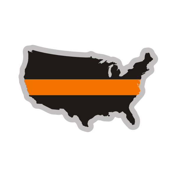 USA Map Thin Orange Line Decal United States 911 Search Rescue Sticker Rotten Remains