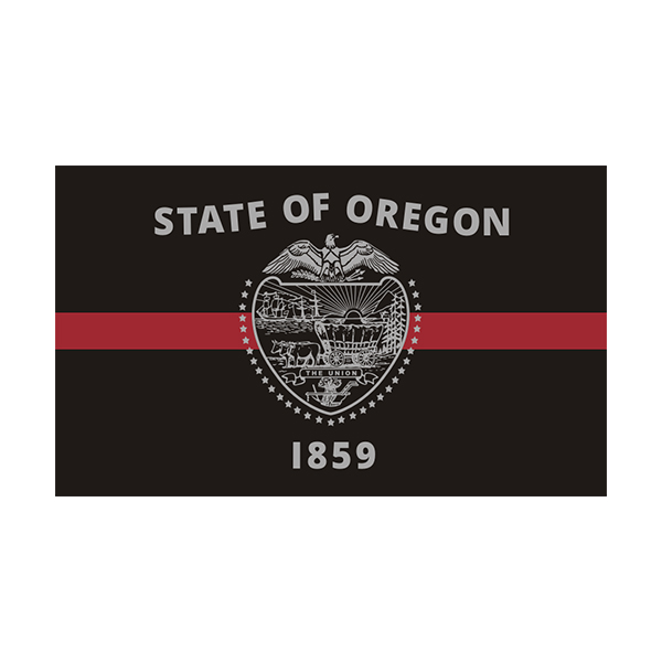 Oregon State Flag Thin Red Line OR Firefighter Rescue Sticker Decal Rotten Remains