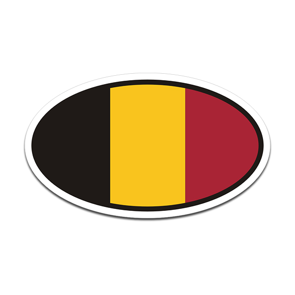 Belgium Flag Oval Vinyl Sticker Decal Euro Car Truck Belgian