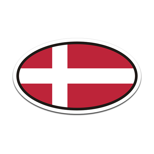 Denmark Flag Oval Vinyl Sticker Decal Euro Car Truck Danish Nordic