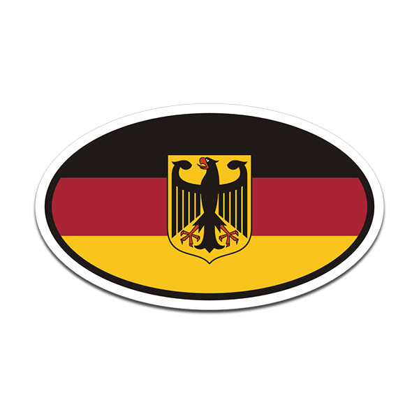 Germany Flag Oval Vinyl Sticker Decal Euro German Eagle Bundesadler V2