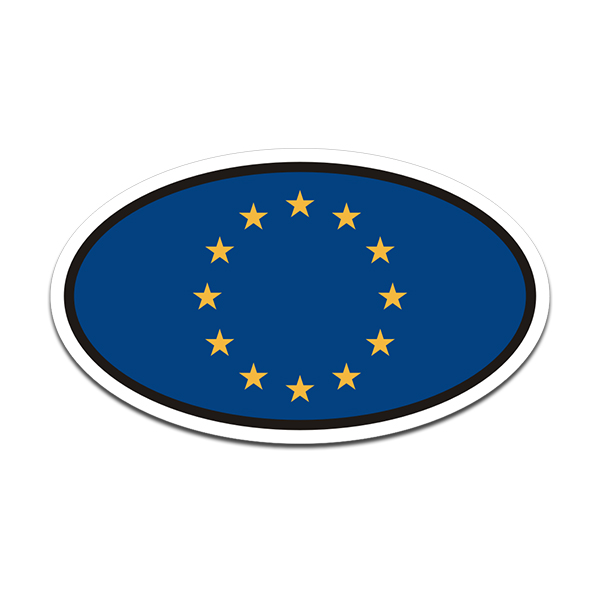 European Union Flag Oval Vinyl Sticker Decal Euro Car Truck