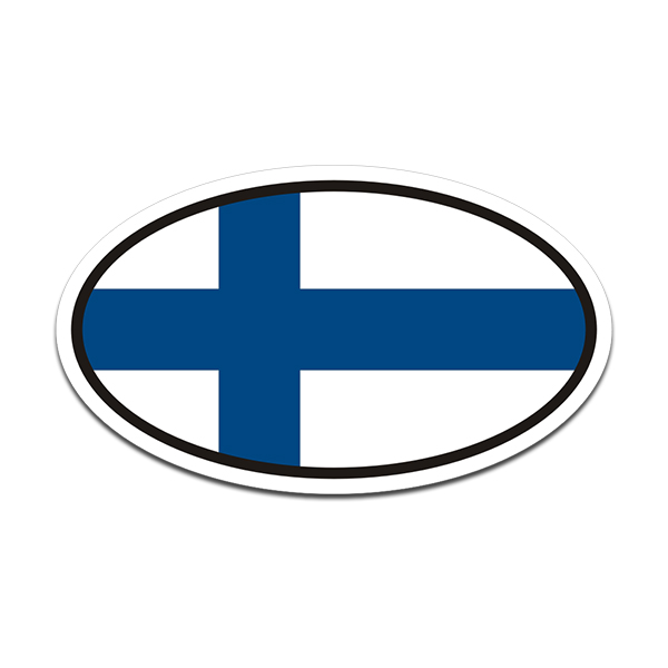 Finland Flag Oval Vinyl Sticker Decal Euro Car Truck Finnish Nordic