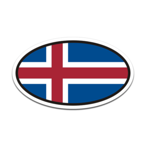 Iceland Flag Oval Vinyl Sticker Decal Euro Car Truck Icelandic Nordic