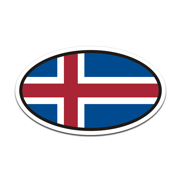 Iceland Flag Oval Vinyl Sticker Decal Euro Car Truck Icelandic Nordic