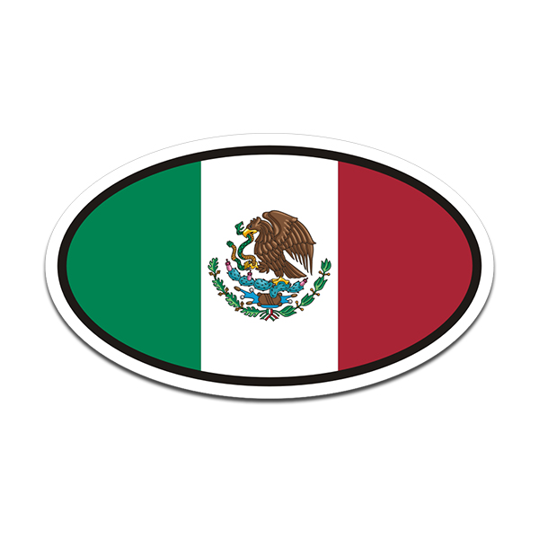 Mexico Flag Oval Vinyl Sticker Decal Euro Car Truck Mexican MX Rotten Remains