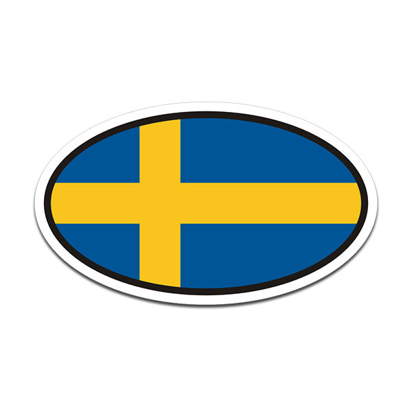 Sweden Flag Oval Vinyl Sticker Decal Euro Car Truck Swedish Nordic