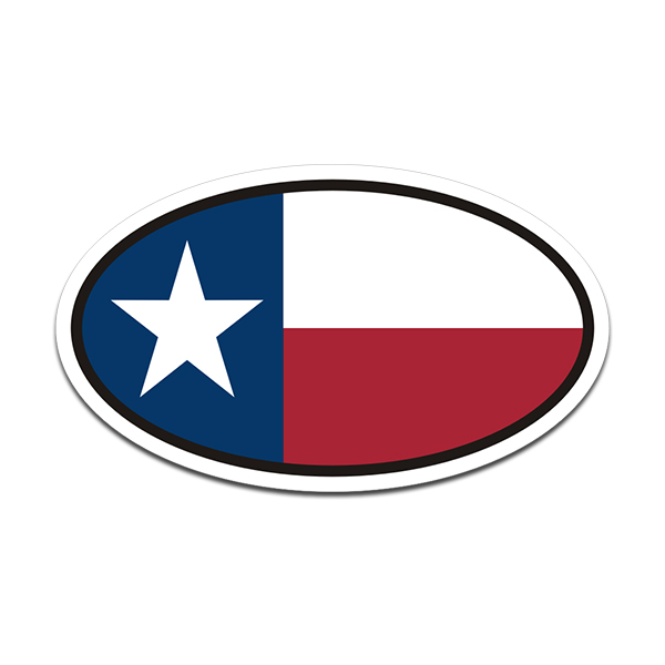 Texas Flag Oval Vinyl Sticker Decal Euro Car Truck TX USA