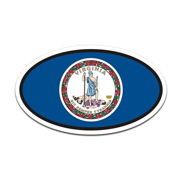 Virginia Flag Oval Vinyl Sticker Decal Euro Car Truck VA USA