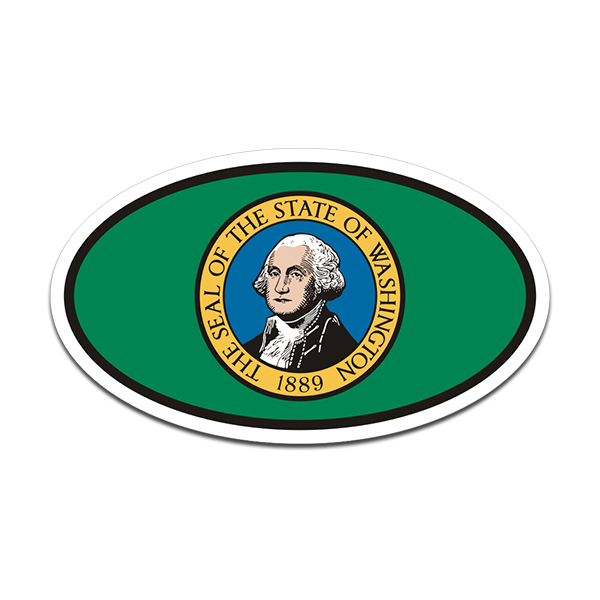 Washington Flag Oval Vinyl Sticker Decal Euro Car Truck WA USA