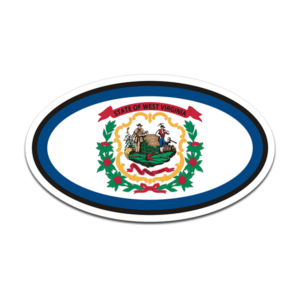 West Virginia Flag Oval Vinyl Sticker Decal Euro Car Truck WV USA