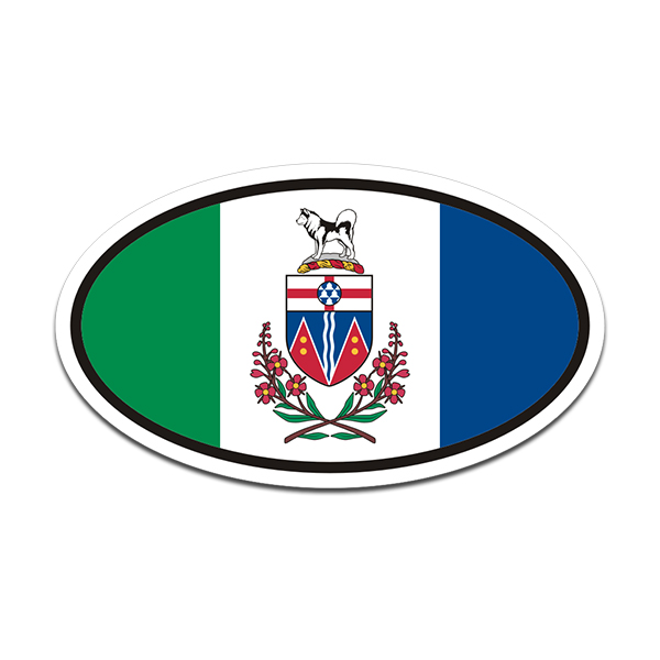 Yukon Flag Oval Vinyl Sticker Decal Euro Car Truck YK Canada