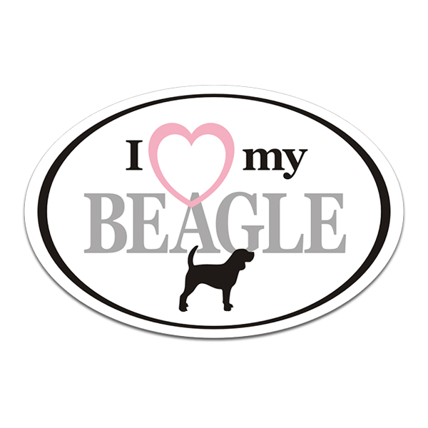 Beagle I Love My Dog Oval Decal Euro Dogs Vinyl Car Truck Window Sticker Rotten Remains