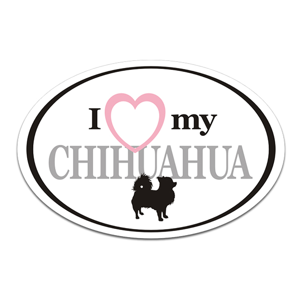 Long – Haired Chihuahua I Love My Dog Oval Decal Euro Vinyl Car Window Sticker Rotten Remains