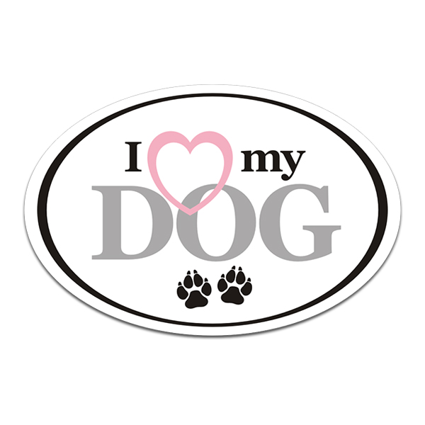 Dog I Love My Dogs Oval Decal Euro Vinyl Car Truck Window Sticker Rotten Remains