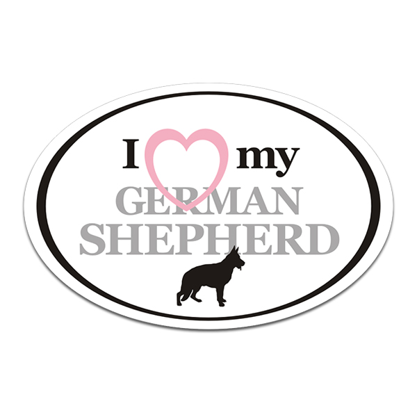 German Shepherd I Love My Dog Oval Decal Euro Dogs Vinyl Car Sticker Rotten Remains