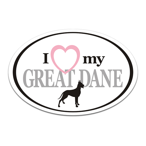 Great Dane I Love My Dog Oval Decal Euro Dogs Vinyl Car Truck Window Sticker Rotten Remains