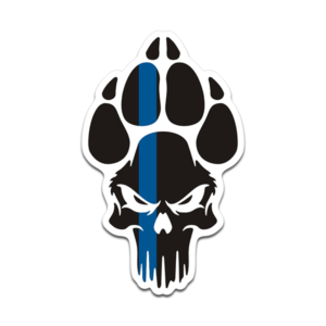 K9 Punisher Paw Thin Blue Line Skull Sticker