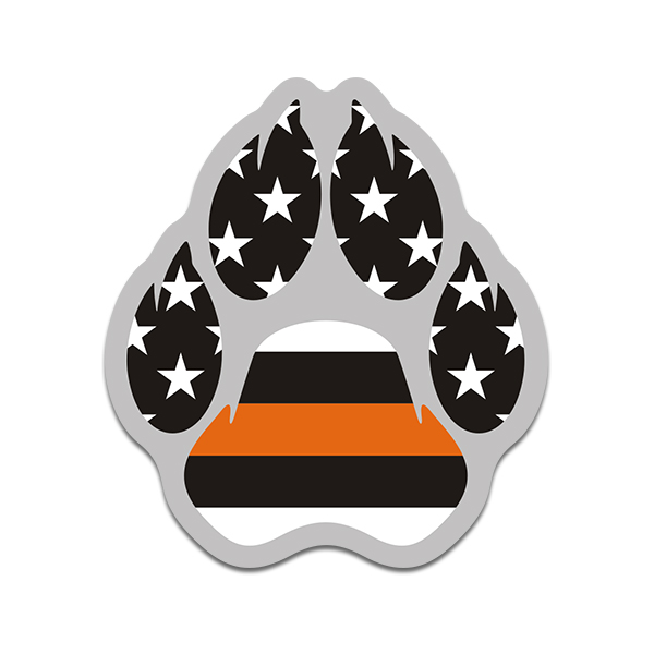 K-9 Paw American Flag Thin Orange Line Search Rescue K9 Unit Sticker Decal V2 Rotten Remains