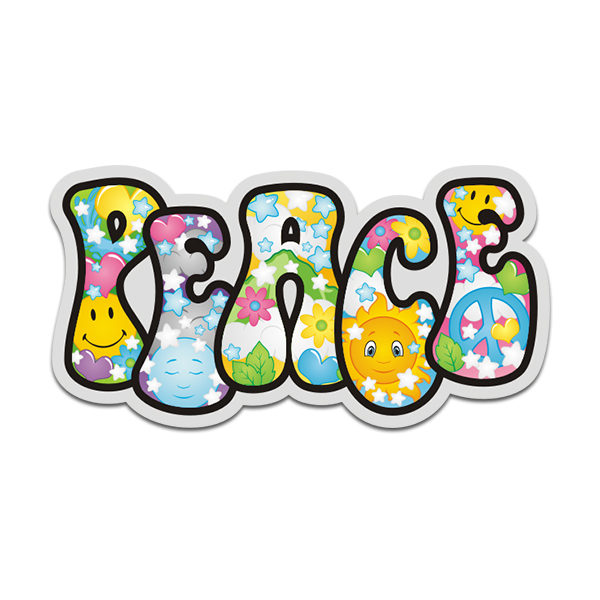 Peace Word Psychedelic Decal Earth Hippie Love Happiness Sticker V2