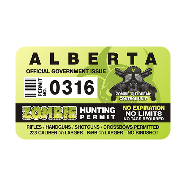 Alberta Zombie Hunting Permit Sticker